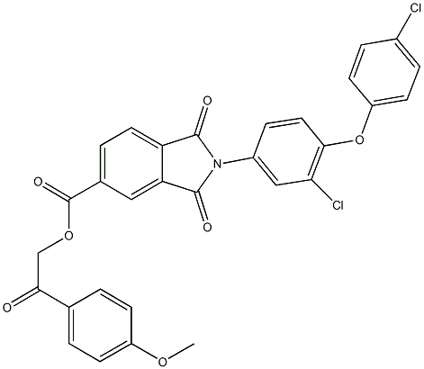 2-(4-methoxyphenyl)-2-oxoethyl 2-[3-chloro-4-(4-chlorophenoxy)phenyl]-1,3-dioxo-5-isoindolinecarboxylate 구조식 이미지