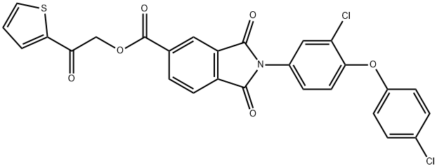 2-oxo-2-(2-thienyl)ethyl 2-[3-chloro-4-(4-chlorophenoxy)phenyl]-1,3-dioxo-5-isoindolinecarboxylate 구조식 이미지