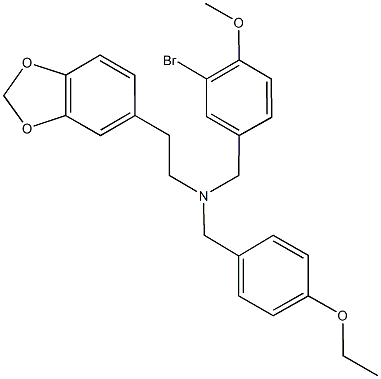 2-(1,3-benzodioxol-5-yl)-N-(3-bromo-4-methoxybenzyl)-N-(4-ethoxybenzyl)ethanamine Structure