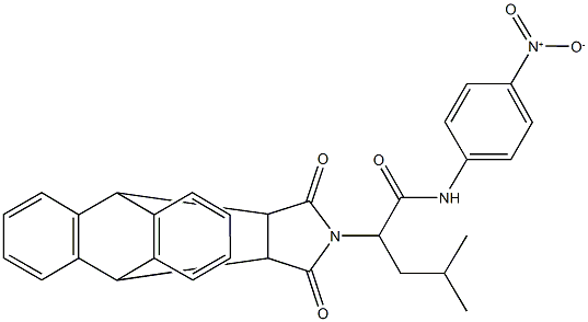 2-(16,18-dioxo-17-azapentacyclo[6.6.5.0~2,7~.0~9,14~.0~15,19~]nonadeca-2,4,6,9,11,13-hexaen-17-yl)-N-{4-nitrophenyl}-4-methylpentanamide 구조식 이미지