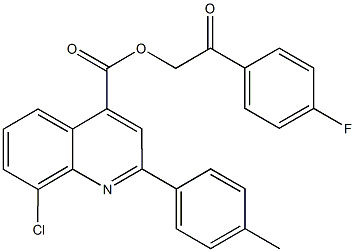 2-(4-fluorophenyl)-2-oxoethyl 8-chloro-2-(4-methylphenyl)-4-quinolinecarboxylate 구조식 이미지