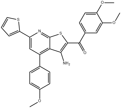 [3-amino-4-(4-methoxyphenyl)-6-thien-2-ylthieno[2,3-b]pyridin-2-yl](3,4-dimethoxyphenyl)methanone Structure