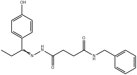 N-benzyl-4-{2-[1-(4-hydroxyphenyl)propylidene]hydrazino}-4-oxobutanamide 구조식 이미지