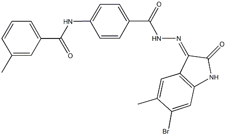 N-(4-{[2-(6-bromo-5-methyl-2-oxo-1,2-dihydro-3H-indol-3-ylidene)hydrazino]carbonyl}phenyl)-3-methylbenzamide 구조식 이미지