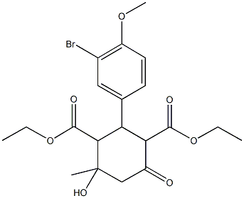 diethyl 2-(3-bromo-4-methoxyphenyl)-4-hydroxy-4-methyl-6-oxo-1,3-cyclohexanedicarboxylate 구조식 이미지