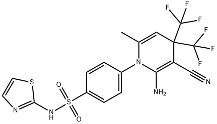 4-(2-amino-3-cyano-6-methyl-4,4-bis(trifluoromethyl)-1(4H)-pyridinyl)-N-(1,3-thiazol-2-yl)benzenesulfonamide 구조식 이미지