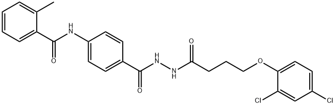 N-[4-({2-[4-(2,4-dichlorophenoxy)butanoyl]hydrazino}carbonyl)phenyl]-2-methylbenzamide 구조식 이미지