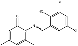 1-[(3,5-dichloro-2-hydroxybenzylidene)amino]-4,6-dimethyl-2(1H)-pyridinone 구조식 이미지