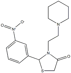 2-{3-nitrophenyl}-3-[2-(1-piperidinyl)ethyl]-1,3-thiazolidin-4-one 구조식 이미지