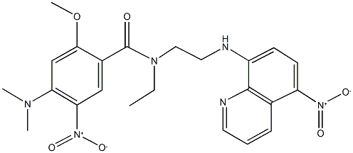 4-(dimethylamino)-N-ethyl-5-nitro-N-[2-({5-nitro-8-quinolinyl}amino)ethyl]-2-methoxybenzamide Structure