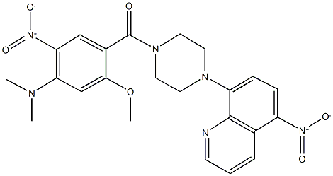 8-(4-{4-(dimethylamino)-5-nitro-2-methoxybenzoyl}-1-piperazinyl)-5-nitroquinoline 구조식 이미지