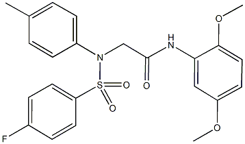 N-[2,5-bis(methyloxy)phenyl]-2-[[(4-fluorophenyl)sulfonyl](4-methylphenyl)amino]acetamide 구조식 이미지