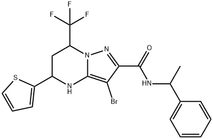 3-bromo-N-(1-phenylethyl)-5-thien-2-yl-7-(trifluoromethyl)-4,5,6,7-tetrahydropyrazolo[1,5-a]pyrimidine-2-carboxamide Structure