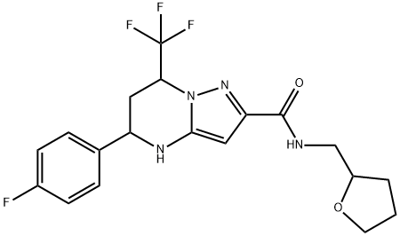 5-(4-fluorophenyl)-N-(tetrahydro-2-furanylmethyl)-7-(trifluoromethyl)-4,5,6,7-tetrahydropyrazolo[1,5-a]pyrimidine-2-carboxamide Structure