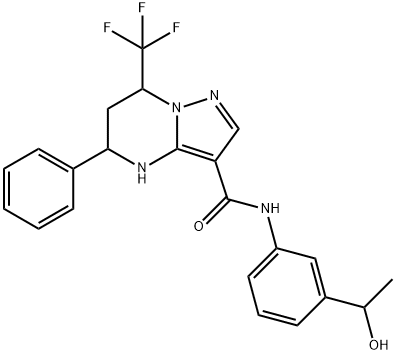 N-[3-(1-hydroxyethyl)phenyl]-5-phenyl-7-(trifluoromethyl)-4,5,6,7-tetrahydropyrazolo[1,5-a]pyrimidine-3-carboxamide 구조식 이미지