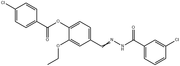 4-[2-(3-chlorobenzoyl)carbohydrazonoyl]-2-ethoxyphenyl 4-chlorobenzoate 구조식 이미지