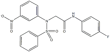 N-(4-fluorophenyl)-2-[{3-nitrophenyl}(phenylsulfonyl)amino]acetamide 구조식 이미지