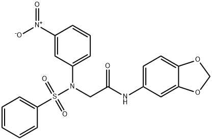 N-(1,3-benzodioxol-5-yl)-2-[{3-nitrophenyl}(phenylsulfonyl)amino]acetamide 구조식 이미지