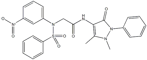 N-(1,5-dimethyl-3-oxo-2-phenyl-2,3-dihydro-1H-pyrazol-4-yl)-2-[3-nitro(phenylsulfonyl)anilino]acetamide 구조식 이미지