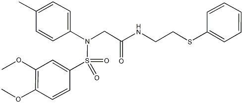 2-[{[3,4-bis(methyloxy)phenyl]sulfonyl}(4-methylphenyl)amino]-N-[2-(phenylsulfanyl)ethyl]acetamide Structure
