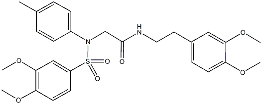 N-{2-[3,4-bis(methyloxy)phenyl]ethyl}-2-[{[3,4-bis(methyloxy)phenyl]sulfonyl}(4-methylphenyl)amino]acetamide Structure