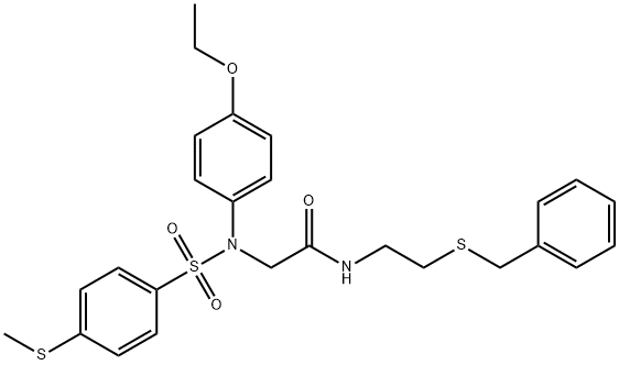 2-([4-(ethyloxy)phenyl]{[4-(methylsulfanyl)phenyl]sulfonyl}amino)-N-{2-[(phenylmethyl)sulfanyl]ethyl}acetamide 구조식 이미지