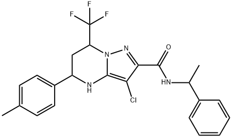 3-chloro-5-(4-methylphenyl)-N-(1-phenylethyl)-7-(trifluoromethyl)-4,5,6,7-tetrahydropyrazolo[1,5-a]pyrimidine-2-carboxamide Structure