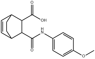 3-[(4-methoxyanilino)carbonyl]bicyclo[2.2.2]oct-5-ene-2-carboxylic acid 구조식 이미지