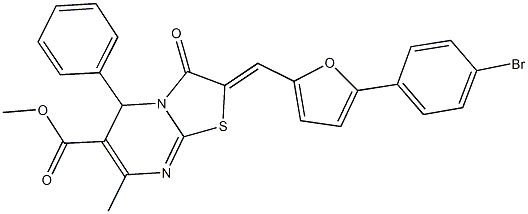 methyl 2-{[5-(4-bromophenyl)-2-furyl]methylene}-7-methyl-3-oxo-5-phenyl-2,3-dihydro-5H-[1,3]thiazolo[3,2-a]pyrimidine-6-carboxylate Structure