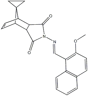 4-{[(2-methoxy-1-naphthyl)methylene]amino}-spiro[4-azatricyclo[5.2.1.0~2,6~]dec[8]ene-10,1'-cyclopropane]-3,5-dione 구조식 이미지