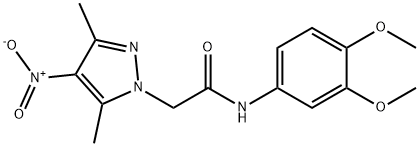 N-(3,4-dimethoxyphenyl)-2-{4-nitro-3,5-dimethyl-1H-pyrazol-1-yl}acetamide 구조식 이미지