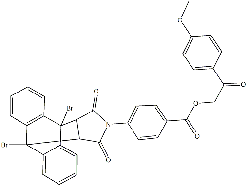 2-(4-methoxyphenyl)-2-oxoethyl 4-(1,8-dibromo-16,18-dioxo-17-azapentacyclo[6.6.5.0~2,7~.0~9,14~.0~15,19~]nonadeca-2,4,6,9,11,13-hexaen-17-yl)benzoate 구조식 이미지