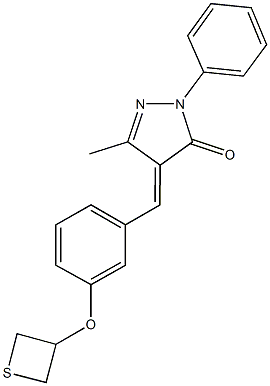 5-methyl-2-phenyl-4-[3-(3-thietanyloxy)benzylidene]-2,4-dihydro-3H-pyrazol-3-one 구조식 이미지