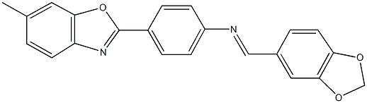 N-(1,3-benzodioxol-5-ylmethylene)-N-[4-(6-methyl-1,3-benzoxazol-2-yl)phenyl]amine 구조식 이미지