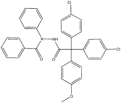 N'-benzoyl-2,2-bis(4-chlorophenyl)-2-(4-methoxyphenyl)-N'-phenylacetohydrazide Structure