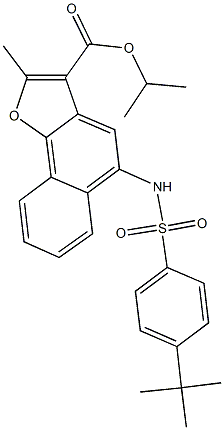 isopropyl 5-{[(4-tert-butylphenyl)sulfonyl]amino}-2-methylnaphtho[1,2-b]furan-3-carboxylate 구조식 이미지