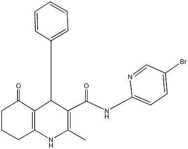 N-(5-bromo-2-pyridinyl)-2-methyl-5-oxo-4-phenyl-1,4,5,6,7,8-hexahydro-3-quinolinecarboxamide Structure