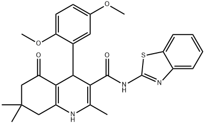 N-(1,3-benzothiazol-2-yl)-4-(2,5-dimethoxyphenyl)-2,7,7-trimethyl-5-oxo-1,4,5,6,7,8-hexahydro-3-quinolinecarboxamide Structure