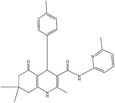 2,7,7-trimethyl-4-(4-methylphenyl)-N-(6-methylpyridin-2-yl)-5-oxo-1,4,5,6,7,8-hexahydroquinoline-3-carboxamide Structure