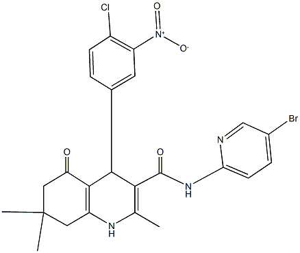 N-(5-bromo-2-pyridinyl)-4-{4-chloro-3-nitrophenyl}-2,7,7-trimethyl-5-oxo-1,4,5,6,7,8-hexahydro-3-quinolinecarboxamide 구조식 이미지