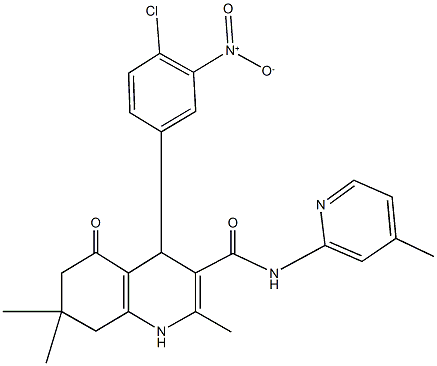 4-{4-chloro-3-nitrophenyl}-2,7,7-trimethyl-N-(4-methylpyridin-2-yl)-5-oxo-1,4,5,6,7,8-hexahydroquinoline-3-carboxamide Structure