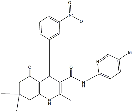 N-(5-bromo-2-pyridinyl)-4-{3-nitrophenyl}-2,7,7-trimethyl-5-oxo-1,4,5,6,7,8-hexahydro-3-quinolinecarboxamide 구조식 이미지