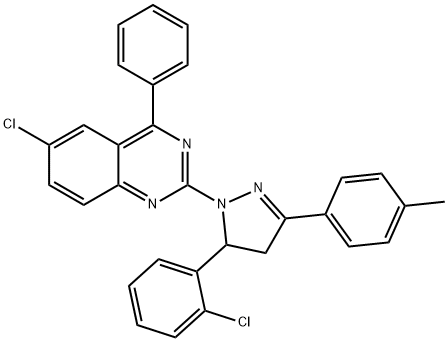 6-chloro-2-[5-(2-chlorophenyl)-3-(4-methylphenyl)-4,5-dihydro-1H-pyrazol-1-yl]-4-phenylquinazoline Structure