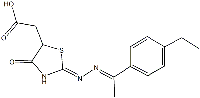 (2-{[1-(4-ethylphenyl)ethylidene]hydrazono}-4-oxo-1,3-thiazolidin-5-yl)acetic acid Structure