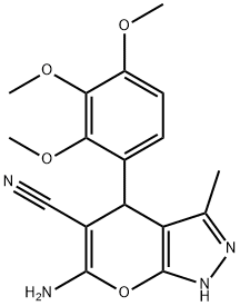 6-amino-3-methyl-4-[2,3,4-tris(methyloxy)phenyl]-1,4-dihydropyrano[2,3-c]pyrazole-5-carbonitrile 구조식 이미지