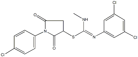 1-(4-chlorophenyl)-2,5-dioxo-3-pyrrolidinyl N'-(3,5-dichlorophenyl)-N-methylimidothiocarbamate Structure