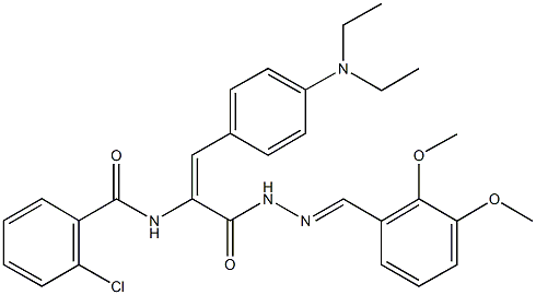 2-chloro-N-(2-[4-(diethylamino)phenyl]-1-{[2-(2,3-dimethoxybenzylidene)hydrazino]carbonyl}vinyl)benzamide 구조식 이미지