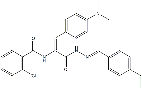 2-chloro-N-(2-[4-(dimethylamino)phenyl]-1-{[2-(4-ethylbenzylidene)hydrazino]carbonyl}vinyl)benzamide Structure