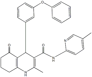 2-methyl-N-(5-methyl-2-pyridinyl)-5-oxo-4-(3-phenoxyphenyl)-1,4,5,6,7,8-hexahydro-3-quinolinecarboxamide Structure