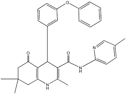 2,7,7-trimethyl-N-(5-methyl-2-pyridinyl)-5-oxo-4-(3-phenoxyphenyl)-1,4,5,6,7,8-hexahydro-3-quinolinecarboxamide Structure